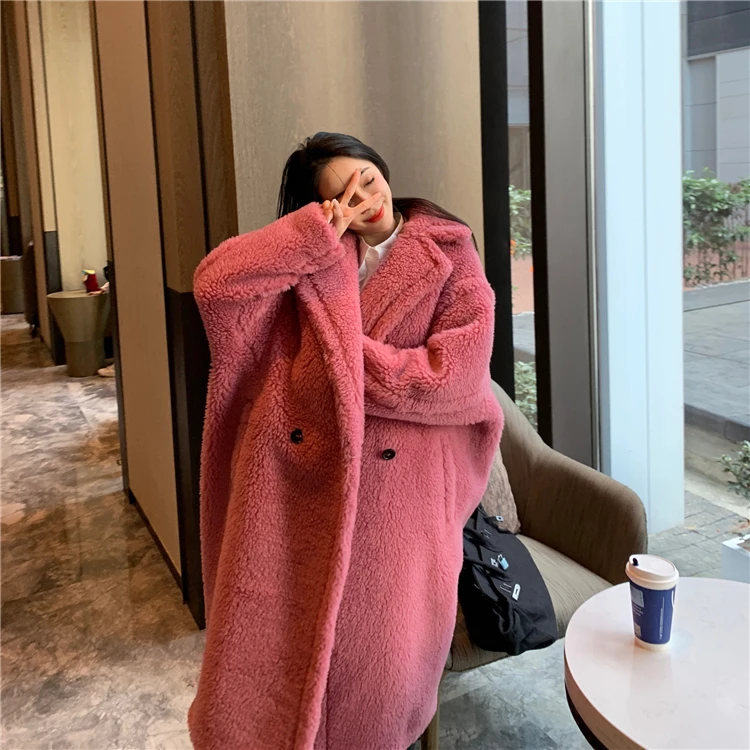 

Women 2022 Autumn Winter Genuine Sheep Shearling Coat Female Thick Warm Jacket Long Fur Coats Ladies Real Wool Fur Overcoats F11
