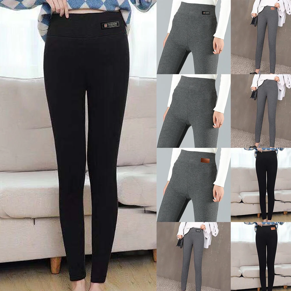 Теплые флисовые Леггинсы для женщин зимние эластичные Термо Колготки с высокой