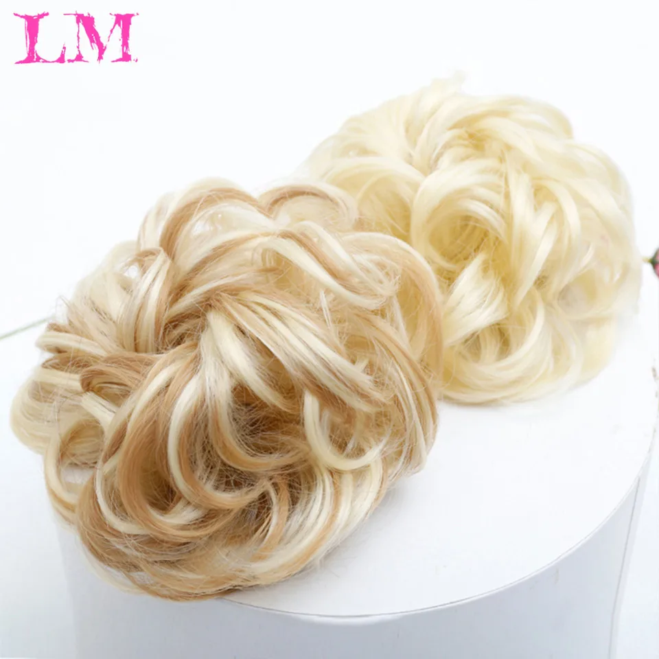 

Synthetic Elastic Hair Scrunchie Curly Messy Bun Chignons Hair Rope Natural Fake Hair Bun Curly Clip in Hair Ponytails Extension