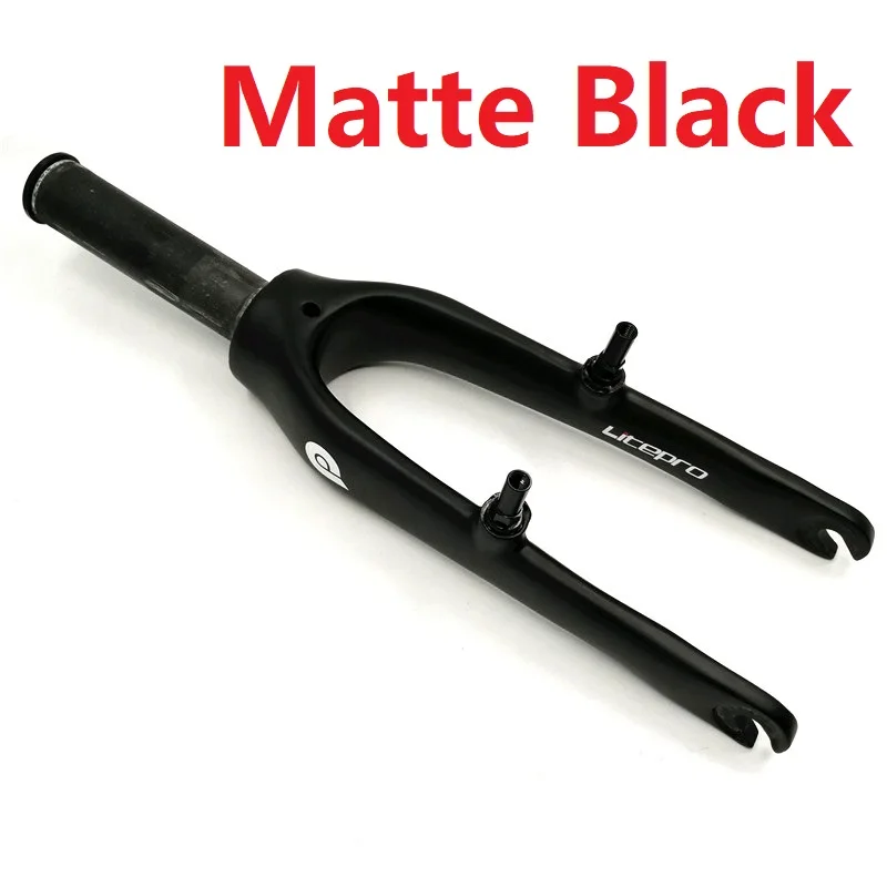 Matter Black LITEPRO 14 дюймов углеродная передняя вилка 74 мм 412 K3 1" складной велосипед Сверхлегкий углеродное волокно вилка яркий/матовый черный - Цвет: Matter Black