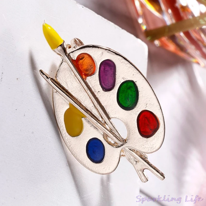 Женская и мужская брошь в виде палетки с рисунком | Украшения аксессуары