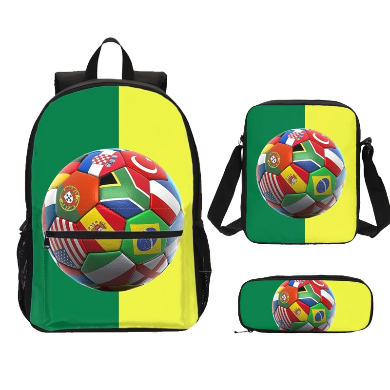 3Pcs/Set Portfolio School Bags Boys Girls Fashion Cool Sports Football 3D Printing Backpack Teenage Kids Bookbag Mochila Escolar | Багаж и