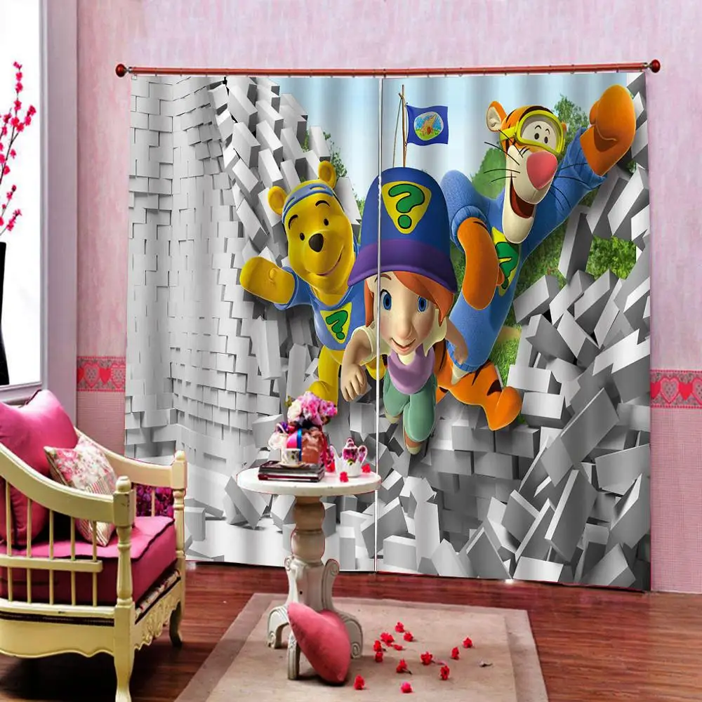 

European Style 3D Curtains Living Room cartoon wall Decorative Window Kitchen Door Curtains Blackout Bathroom Drapes