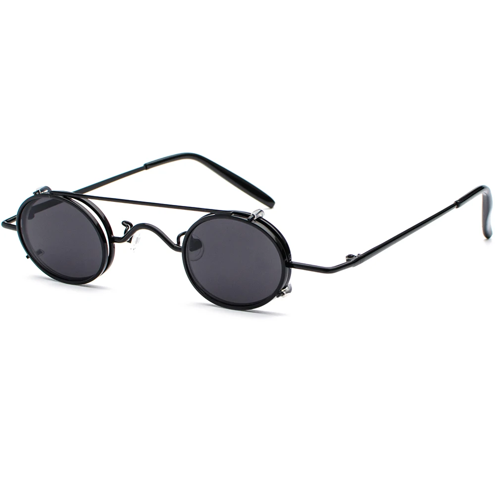 

Солнцезащитные очки в стиле стимпанк для мужчин и женщин, классические винтажные флип-очки в круглой металлической оправе, в стиле ретро
