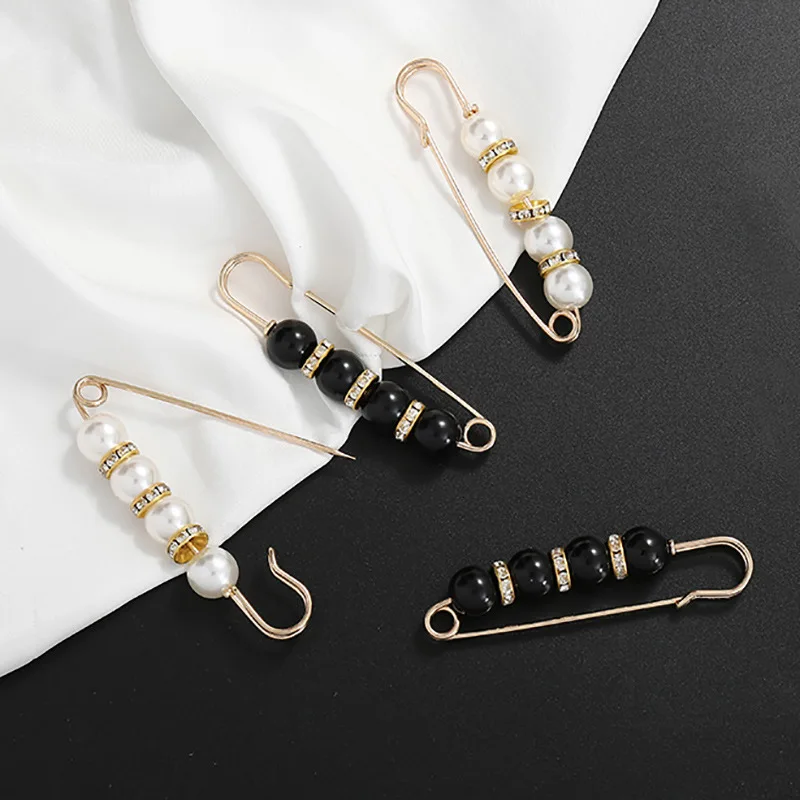 

4/5/6Pcs/Set Adjust Skirt Waist Size Brooch Sweater Coat Decoration Pin Fixed Clothes Anti-glare Pearl Metal Buckle Brooch