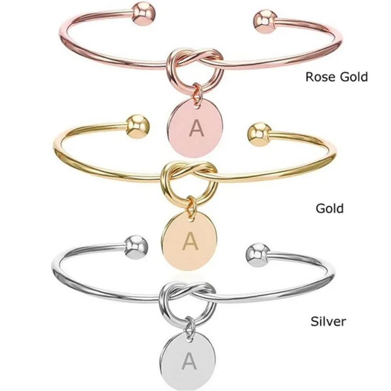 

Mode Naam Vrouwelijke Sieraden Eerste Legering Letter Charm Armbanden Voor Vrouwen Meisjes Rose Gouden Boog-Knoop Armbanden Ar