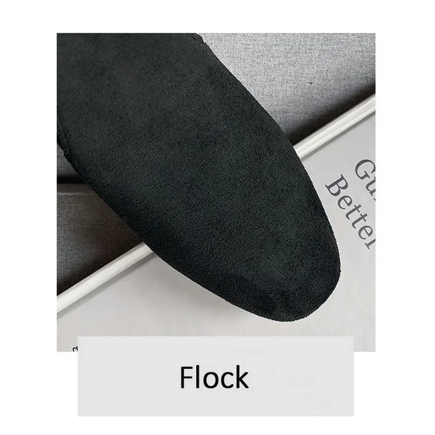 Женские ботильоны из флока QUTAA черные эластичные ботинки на среднем устойчивом