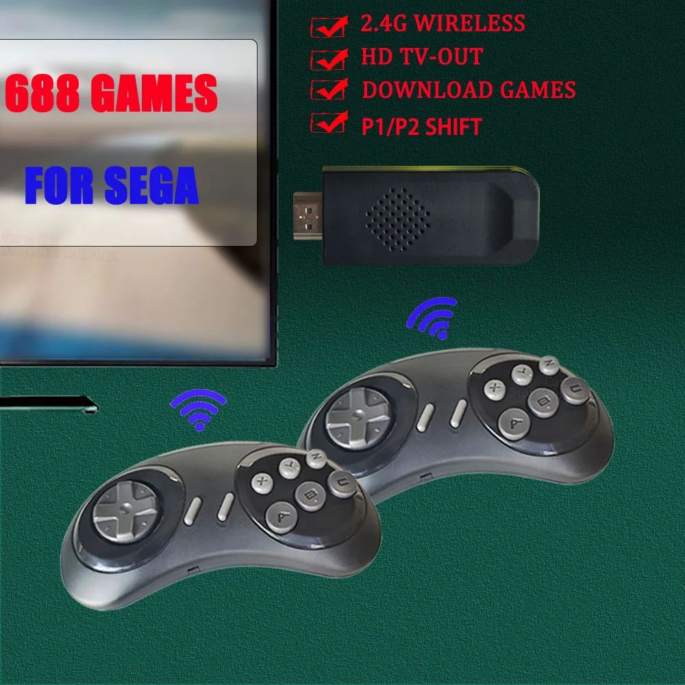 16-битная Беспроводная Ретро игровая консоль MD для Sega Genesis Game Stick HDMI-совместимая с