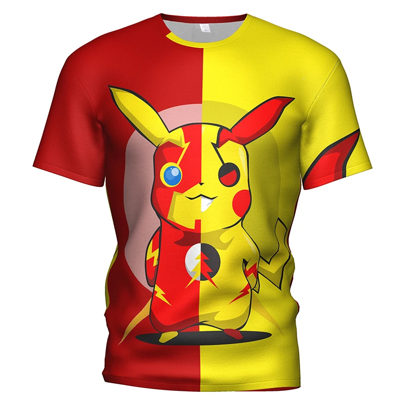 Костюм с рисунком покемона Мужская 3D футболка кигуруми Пикачу одежда Покемон го