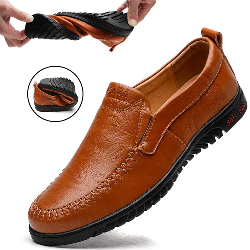 

2021 New Men Shoes Genuine leather Comfortable Men Casual Shoes Footwear Chaussures Flats Men Slip On Lazy Shoes Zapatos Hombre