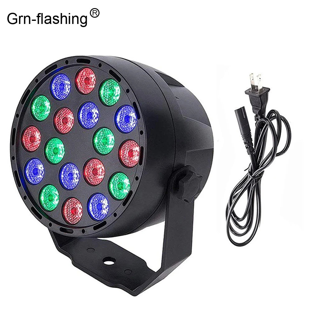 18 LED disco DJ Voice Activated Stage lamp effect Lighting auto Rotating RGB Light for wedding and birthday party | Лампы и освещение
