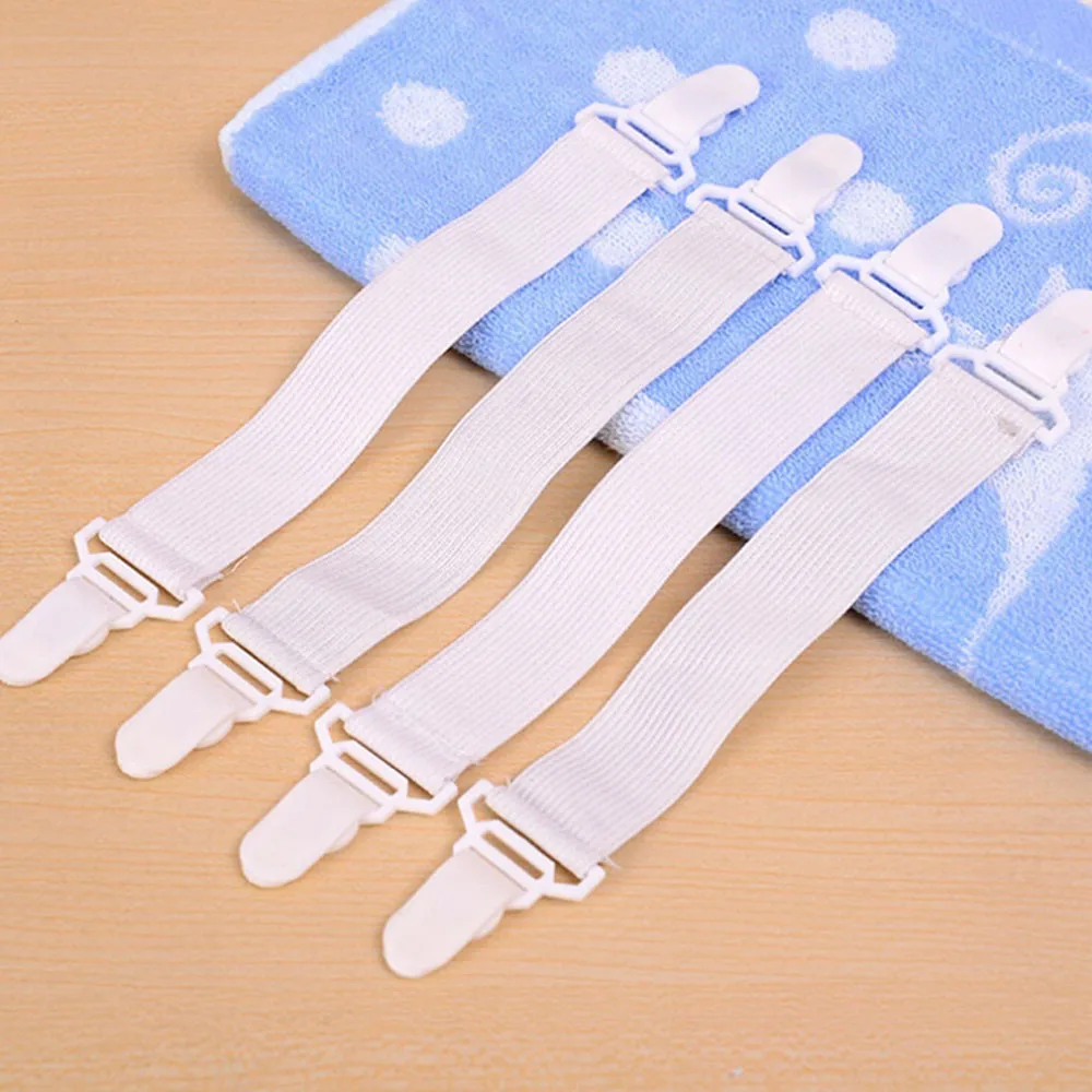 

4pcs White Skid Elastic Band Retaining Clip For Fixed Bedspreads