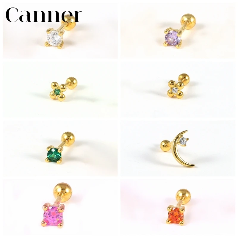 

Canner 1pcs 925 Earrings For Women Stud Earings Earstuds Korean Moon Thread Cartilage Piercing Jewelry 2021 Trend Pendientes W5