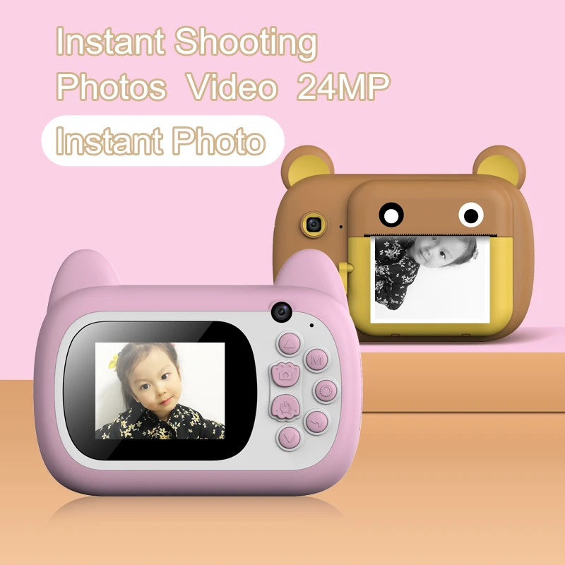 Детская цифровая видеокамера Милые детские перезаряжаемые 1080P 24MP с двойными камерами 2,4-дюймовый IPS-цветной экран Мгновенный запуск.