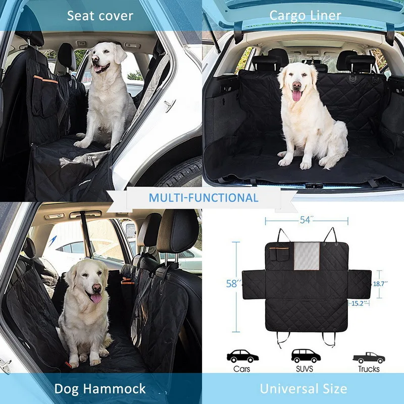 barato Cão Capa De Assento Do Carro Vista Malha à Prova Dwaterproof água Pet Carrier Carro Traseiro Do Assento Esteira Hammock Coxim Protector Com Zíper E Bolsos