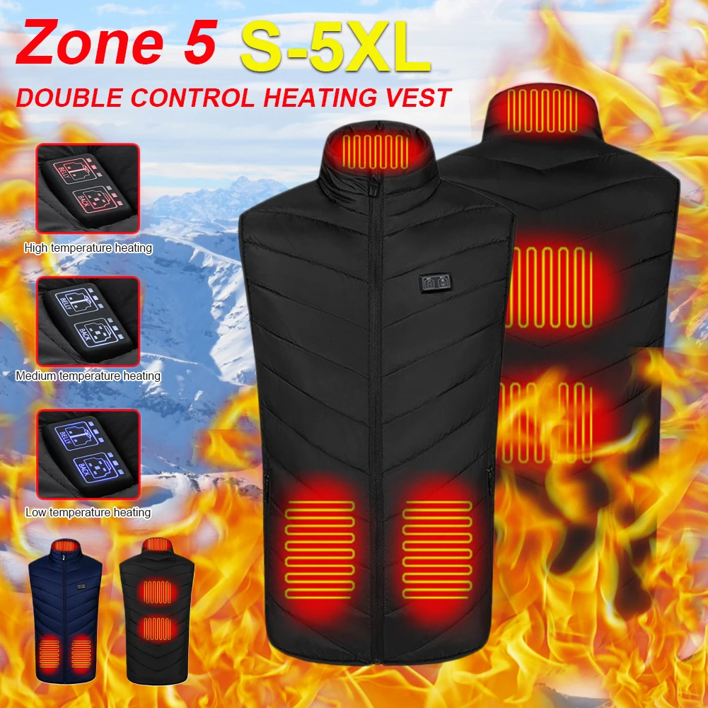

5 Areas Heated Vest Intelligent Front Rear Electric Heating Thermal Warm Vest Jacket Heating Vest Jacket Men Tactical Vest Veste