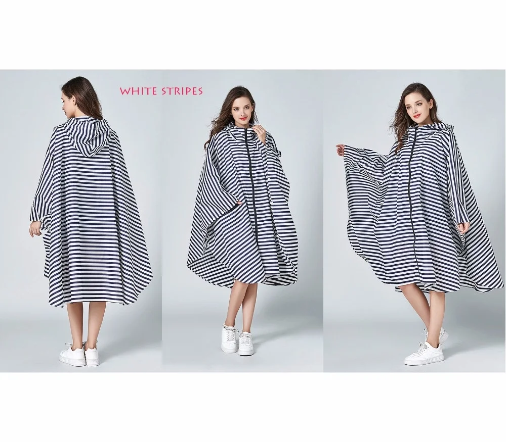 

Women's Stylish Waterproof Rain Poncho Coloful Print Raincoat with Hood and Zipper
