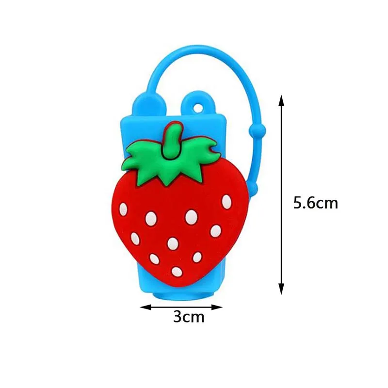 

Cute Colourful Fruit Food Silicone Mini Hand Sanitizer Holder Travel Portable Gel Holder Hangable Liquid Dispenser Containers