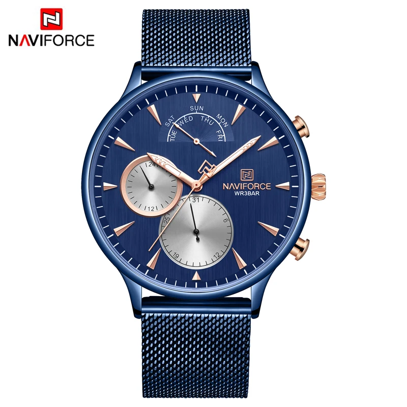

NAVIFORCE Mens Watches Top Luxury Brand Fashion Blue Waterproof Quartz Watch Male Casual Sport Wrist Watches Relogio Masculino