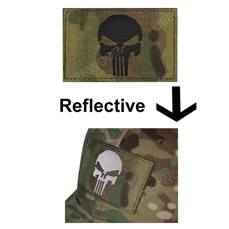 PUNISHER REFLECTIVE Лазерная резка мозолей армейская тактическая полиция SWAT Каратель патч Мультикам для поддержания боевого духа отражающая вставка значок - Цвет: PUNISHER REFLECTIVE
