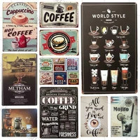 cappuccino coffee vintage metal tin sign wall art plate drink coffee metal poster bars kitchen pub cafe retro wall sticker decor