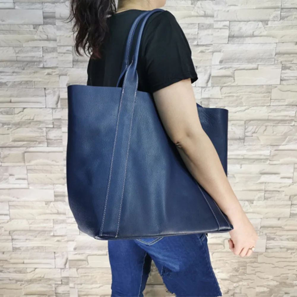 

Italian Leather Handbag Designer High Quality Genuine Leather Shoulder Bags Large Capacity Shoulder Bag Big Black Handbags