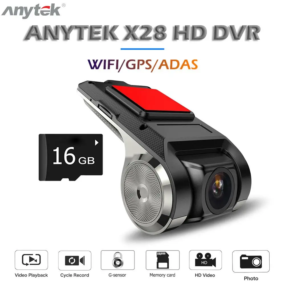 Anytek X28 Автомобильный видеорегистратор 1080P FHD Объектив WiFi ADAS gps DVR камера видеорегистратор рекордер