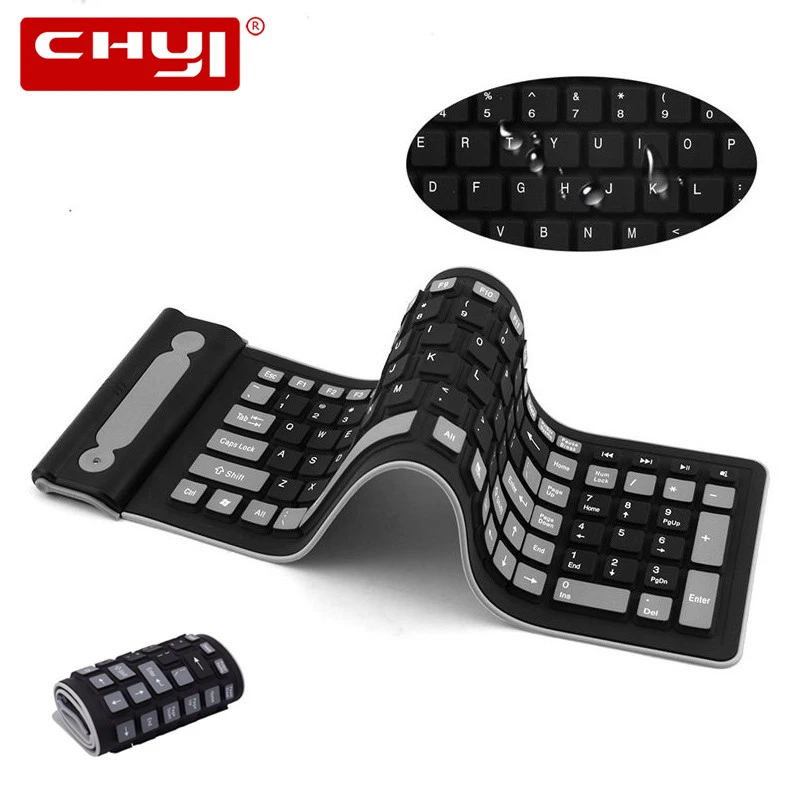 Складная Мягкая силиконовая клавиатура с 106 клавишами водонепроницаемая и