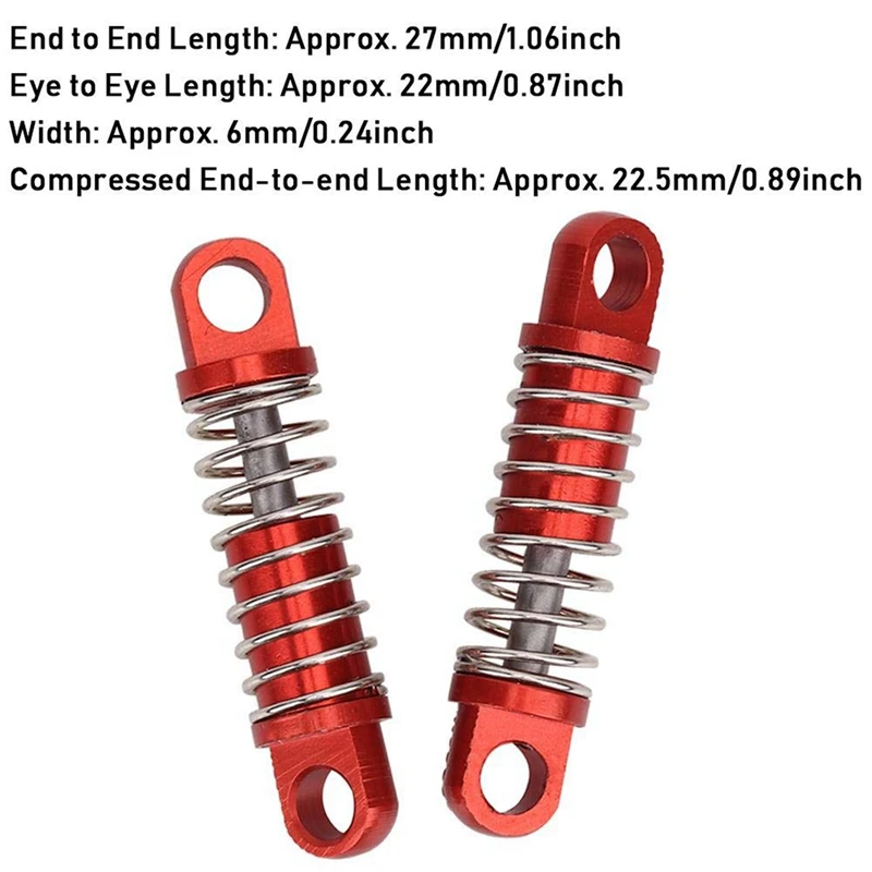 

8Pcs Shock Absorber Damper Oil Filled Type for Rc Hobby Model Car 1/28 Wltoys K969 K989 P929, 4 Pcs Red & 4Pcs Blue