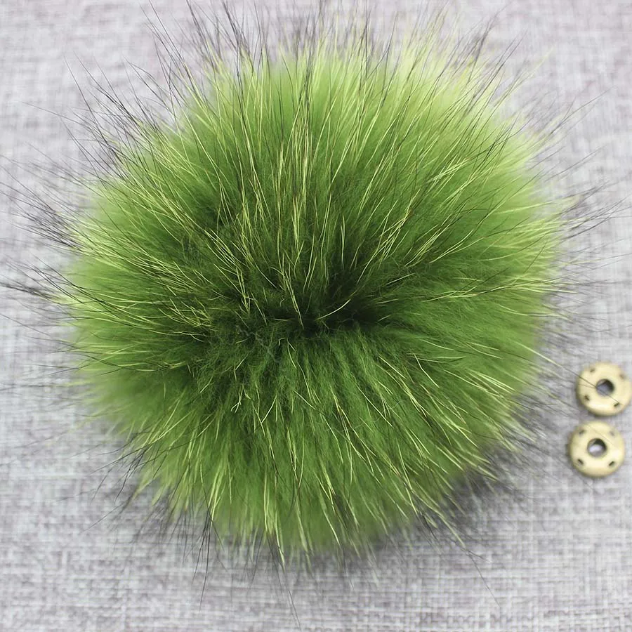 army green 2 шт./лот, разноцветные помпоны из лисьего меха, зимние вязаные шапки, черно-белые помпоны с помпоном для взрослых и детей - Цвет: army green