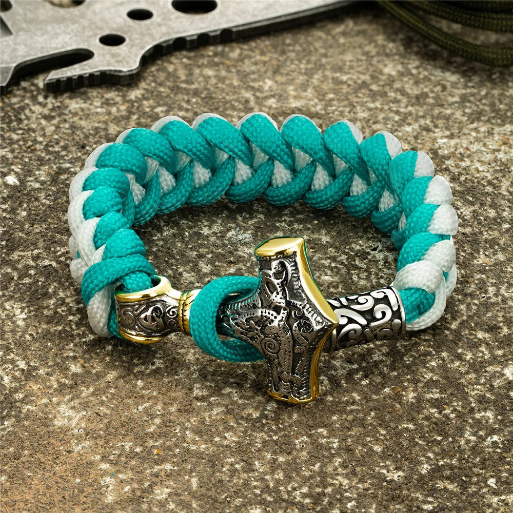 Браслет Rock Vikings Mjolnir мужской из нержавеющей стали с якорем браслет Паракорда