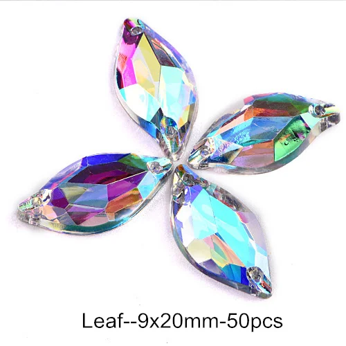 9x20mm-50pcs Смола Кристалл AB смолы Круглые пришивные стразы с плоским основанием пришивные стразы для одежды B3649 - Цвет: 9x20mm-50pcs
