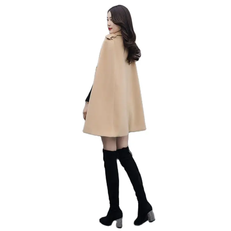 

2021 new Cape tweed coat Korean shawl woollen coat women winter cape shawl cardigan womens coats and capes ponchos and capes