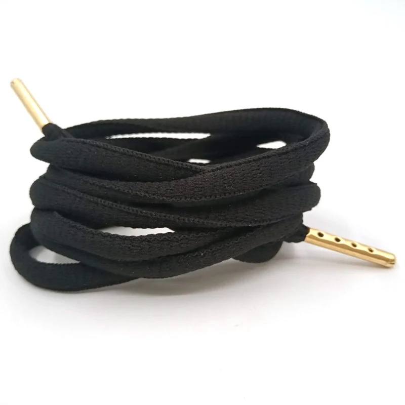 04 black Gold Аксессуары для обуви, шнурки для обуви, белые, круглые, мужские, плоские, замочки, Круглые, Сникеры, кружева, офсетные, кордон, 4 цвета, металлическая головка - Цвет: 04 black Gold