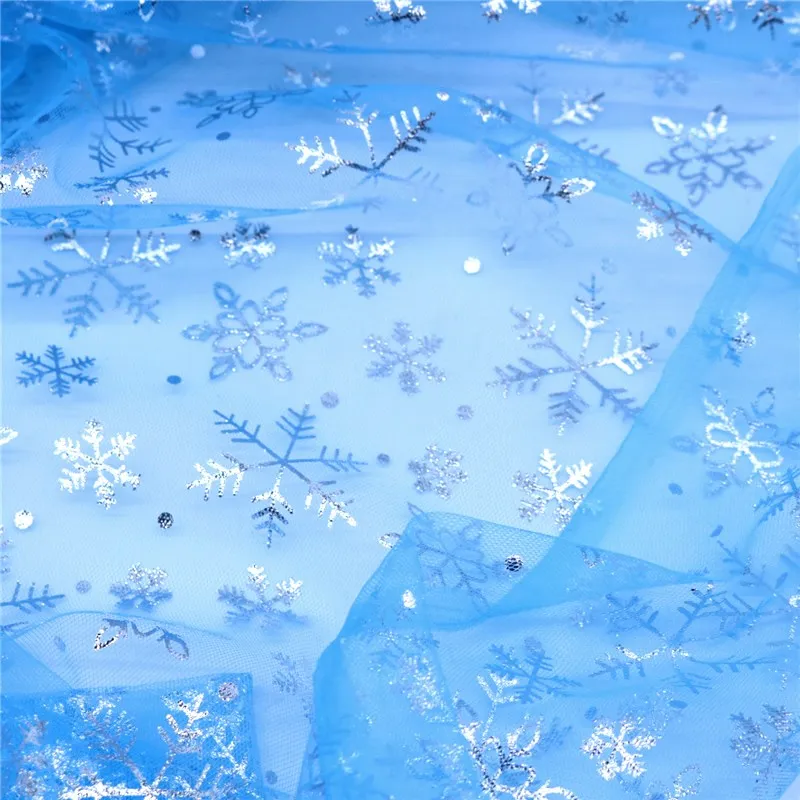 Ширина 1 55 м синяя Снежинка блестящая ткань органза сделай сам украшение для