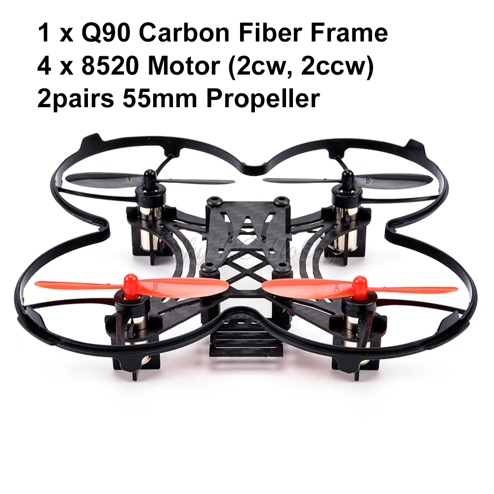 With Motor and Prop Q90 90 мм 90 мини микро FPV гоночный Квадрокоптер рама из углеродного волокна для щетки 8520 мотор 55 мм Пропеллер DIY Дрон комплект RC самолет - Цвет: With Motor and Prop