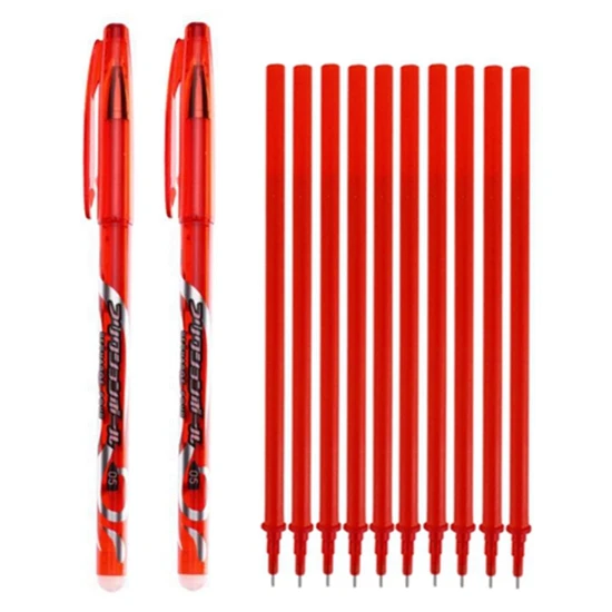 12 pcs red C 12 шт./лот, набор стираемых гелевых ручек 0,5 мм, Волшебная моющаяся ручка, стираемая ручка, стержень, школьные канцелярские принадлежности, инструменты для письма, подарки - Цвет: 12 pcs red C