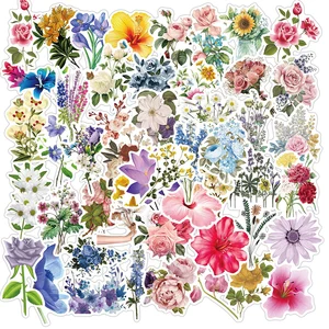 50pcs pretty ins style flowers stickers gift for girl plant flower decal sticker to diy stationery phone laptop bicycle guitar free global shipping