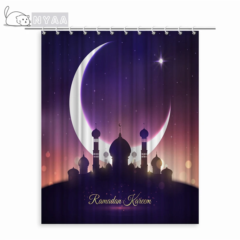 

Beautiful Ramadan With Mandala Art Shower Curtain Geometric Waterproof Fabric Vintage Curtains Cartoon Curtain Bathroom Funny