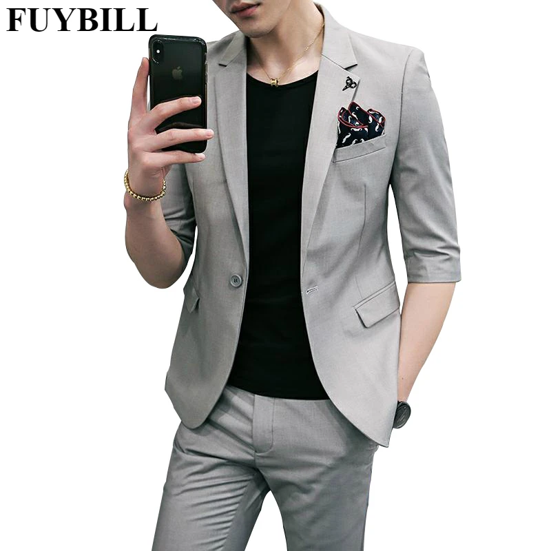 FUYBILL 2021 новый летний Для мужчин костюмы семи с рукавами в Корейском стиле