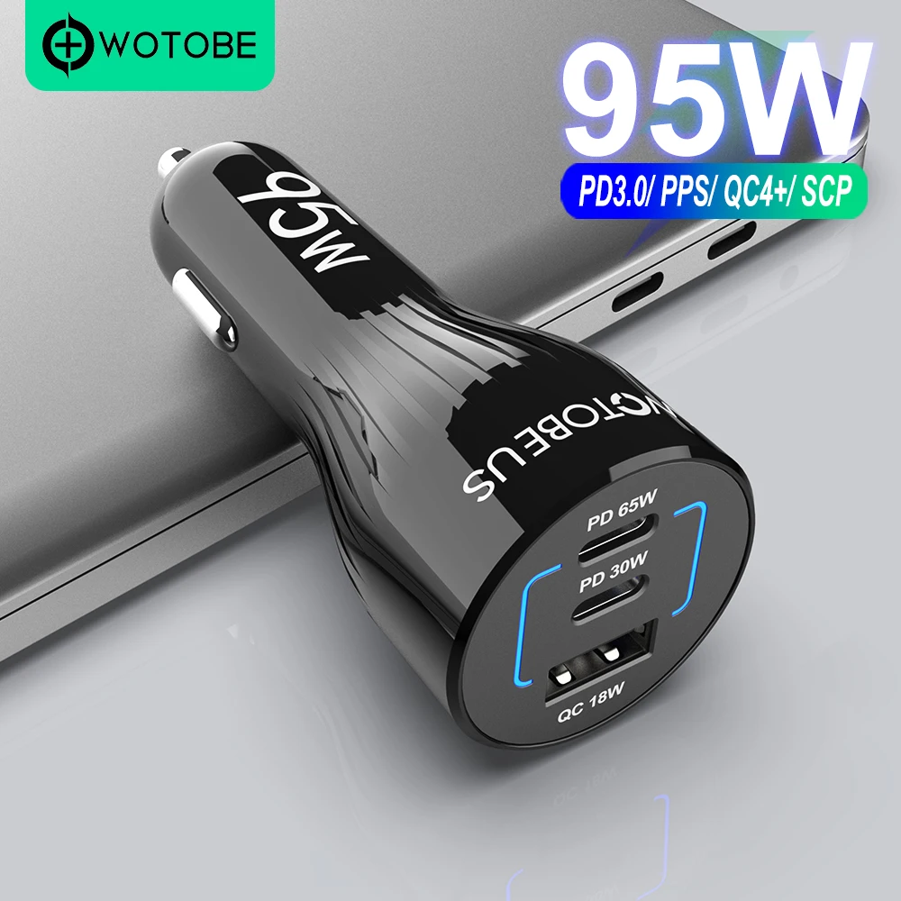 Автомобильное зарядное устройство 95 Вт с 3 портами USB C супер быстрая зарядка 2 0 PPS