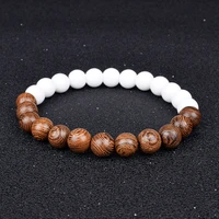 fashion natural wood beads bracelets men cassia siamca bracelet women prayer meditation jewelry white agates yoga bracelet homme