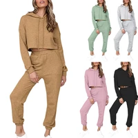 2021 womens long sleeved casual hoodie suit sportswear home service two piece suit