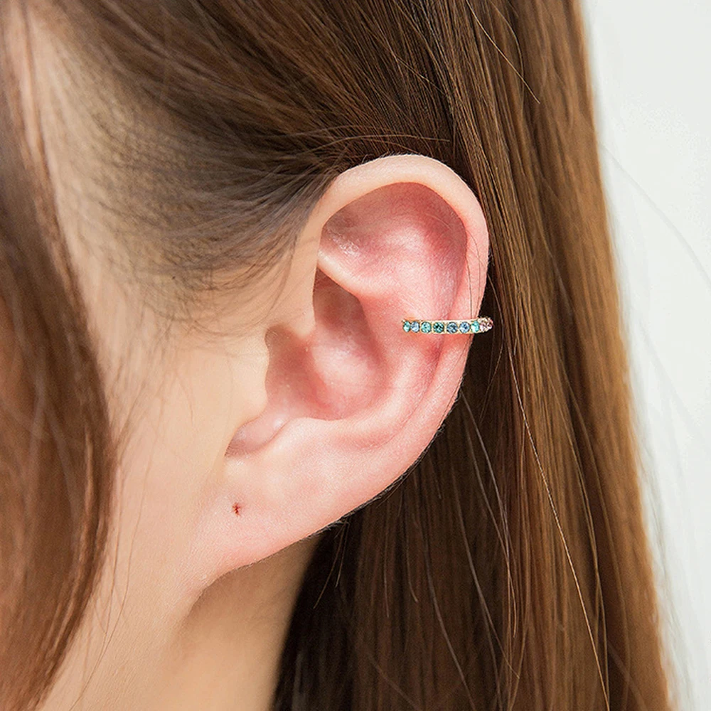 FSUNION 2022 New Fashion Clip On Earrings Crystal Ear Cuff Non Pierced Earrings Nose Ring For Women Earrings Punk Rock Earcuff images - 6