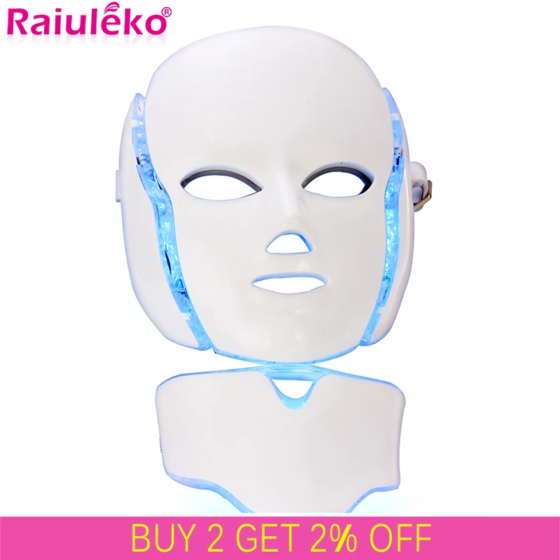 Светодиодный маска для лица 7 цветов EMS микро перегрузок по току удаление морщин