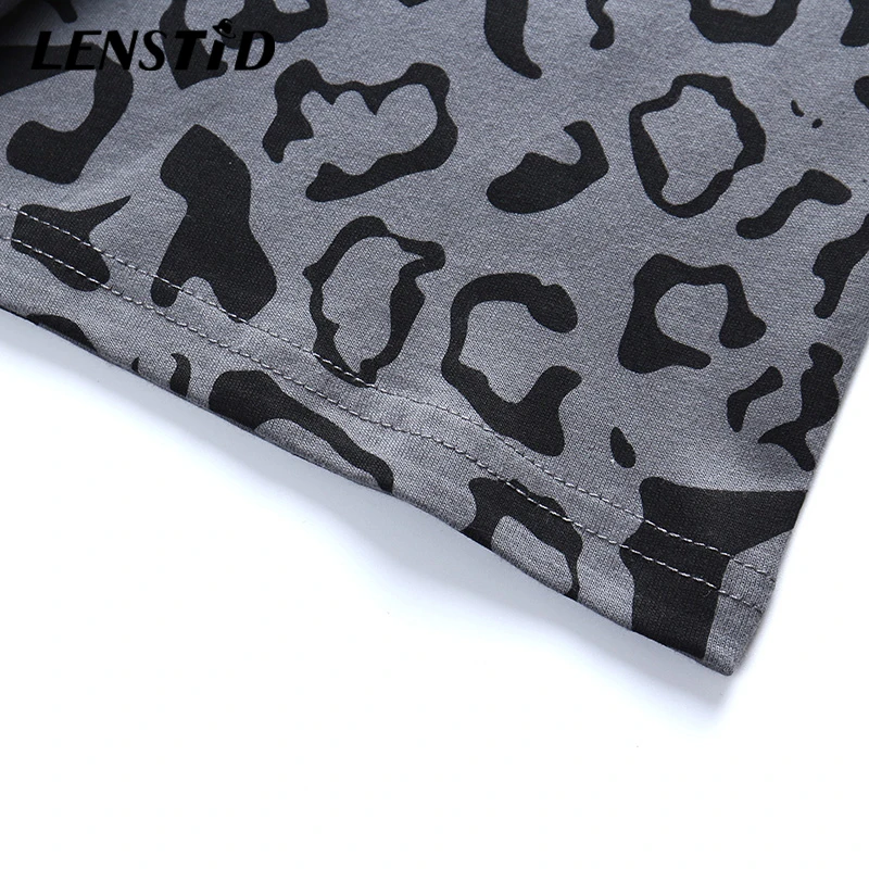 Уличная одежда LENSTID 2020 в стиле хип хоп футболка оверсайз с леопардовым принтом