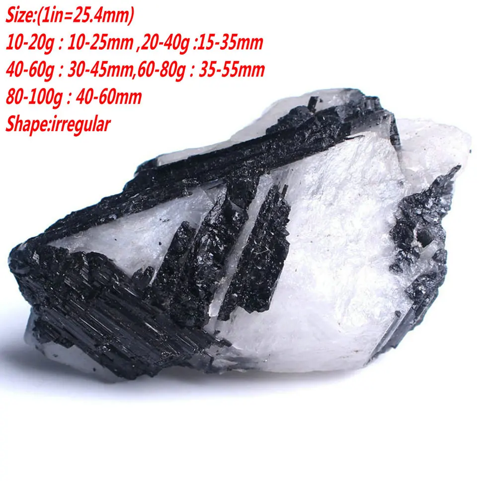 1 шт. натуральный кристалл белый кварц с черным Турмалин необработанный камень