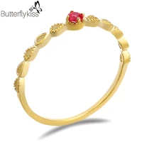 bk 9k genuine gold rings for women water drop shape decorative pattern surround red ruby gemstone jewelry wedding gifts