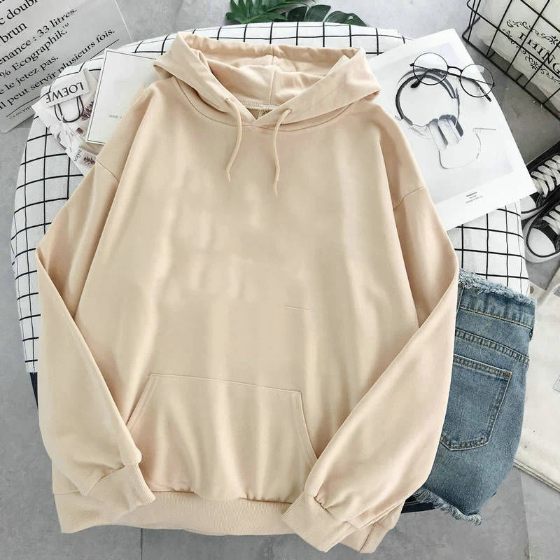 

oversized 12 Colors Sweatshirts autumn Women's Solid Hooded Female 2020 Cotton Thicken Warm Hoodies Lady Autumn Fashion Tops
