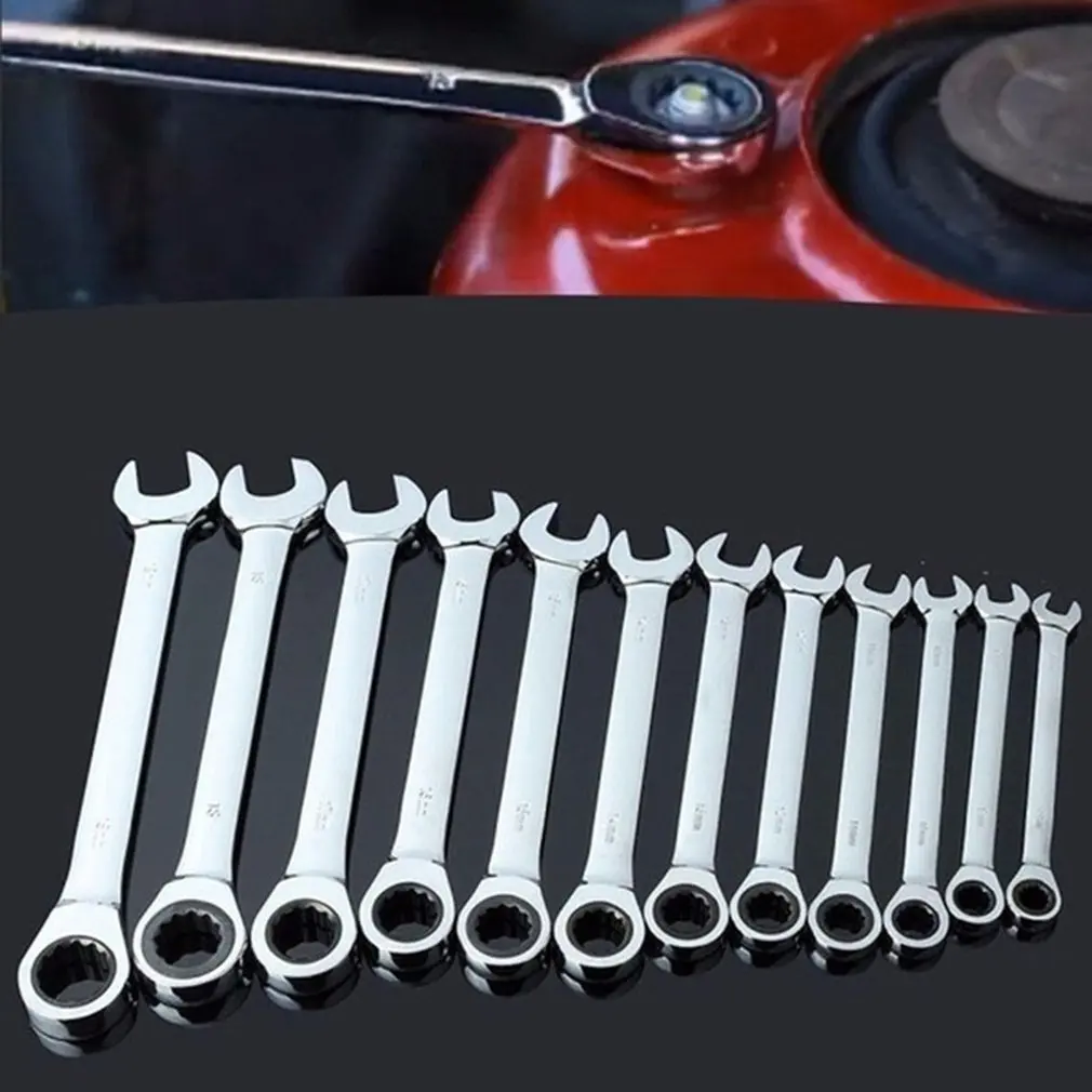 

10pcs Combination Mini Wrench Set Screwdriver Kit Repair Spanner Repair Tool Reversible Ratchet Electronic Hardware End Metric